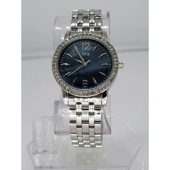 Bulova TFX Silver Tone Mother of Pearl Swarovski Crystals Women's Watch - Picture 5 of 10